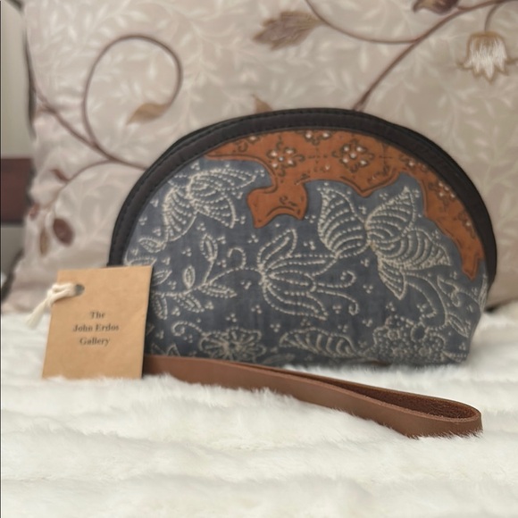 John Erdos Handbags - John Erdos Gallery Boho Artisan Wristlet Makeup Bag Cosmetic Pouch Leather Strap